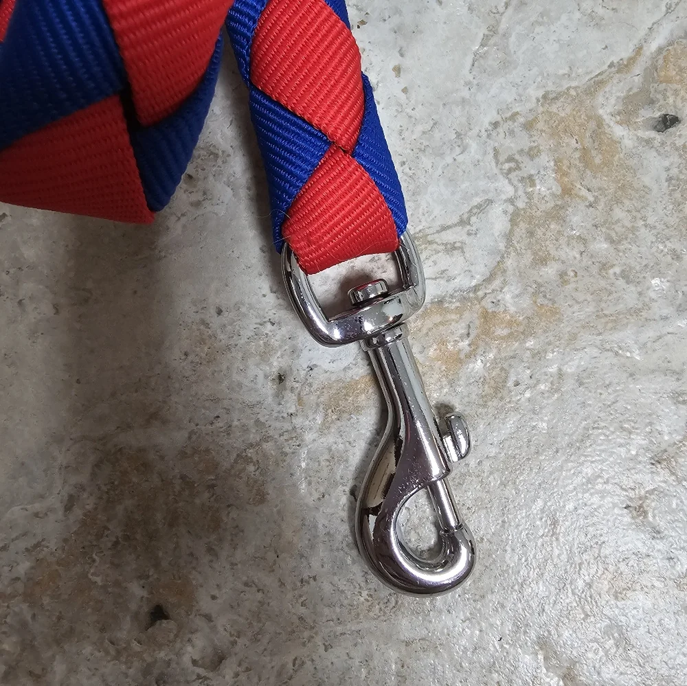 Blueberry Pet NEW Hand braided double weave red‎ and blue dog rope leash